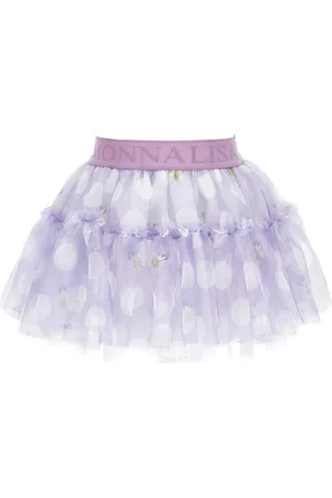 MONNALISA Tulle Skirt With Polka Dots And Daisies Junior