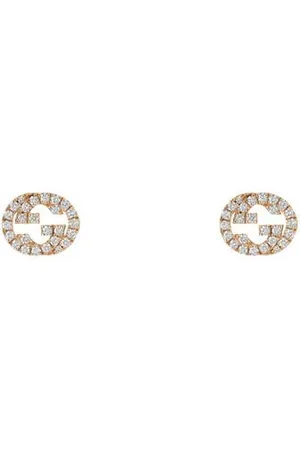 Gucci Interlocking Stud Earrings With Diamonds