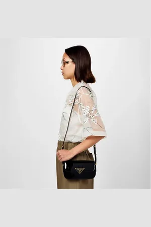 Prada Logo Plaque Patent Shoulder Bag