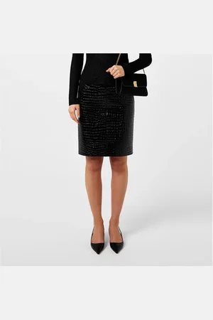 Tom Ford Glossy Croc Embossed Leather Skirt