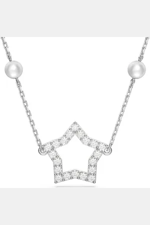 Swarovski Stella necklace, Star, White, Rhodium plated
