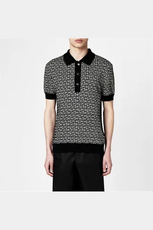 Balmain Wool-Blend Monogram Polo Shirt