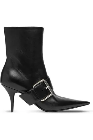 Balenciaga Knife Buckled Leather Ankle Boots