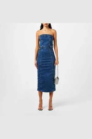 GOOD AMERICAN Stretch-Denim Midi Dress