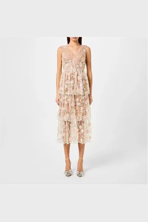 Self-Portrait Sequin Flower Midi Dress
