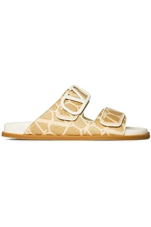 VALENTINO GARAVANI V-Logo Canvas-Jacquard Slides