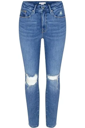 GOOD AMERICAN Cropped Ripped Jeans