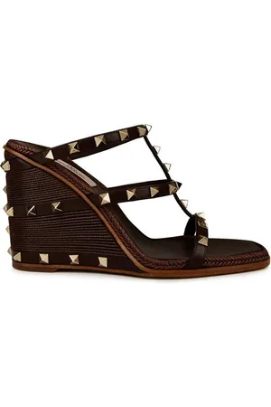 VALENTINO GARAVANI Rockstud Leather Espadrille Wedges