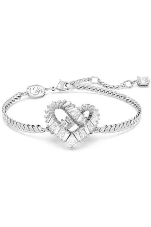 Swarovski Matrix bracelet, Heart, White, Rhodium plated