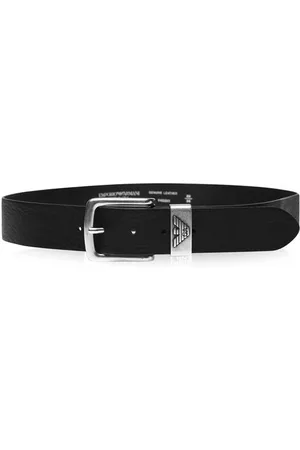 Emporio Armani Leather Belt With Logo Buckle