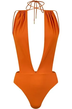 Saint Laurent Backless V-Halter Swimsuit