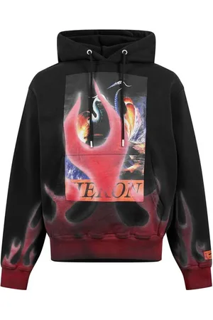 Heron Preston Flame Print Cotton Hoodie