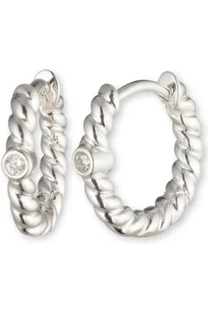Ralph Lauren Rope Twist Diamond Hoop Earrings