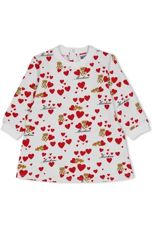 Moschino Long Sleeve Heart Print Dress Babies