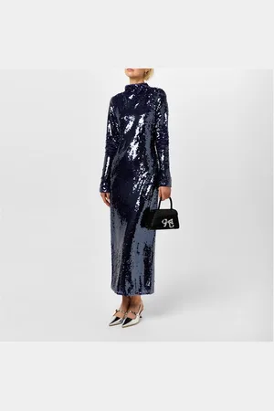 Self-Portrait Open-Back Sequin Mesh Midi Dress
