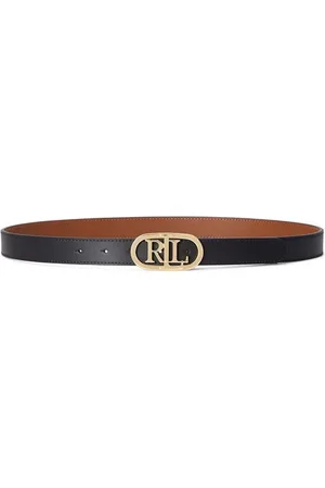 Ralph Lauren Oval-Logo Reversible Leather Skinny Belt