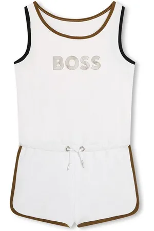 HUGO BOSS Junior Logo-Print Cotton Playsuit