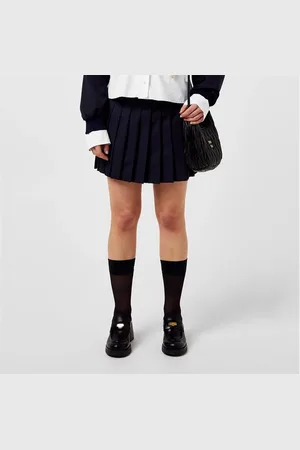 Miu Miu Pleated Mini Skirt With Metallic Logo