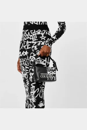 VERSACE Graffiti Saffiano Shoulder Bag