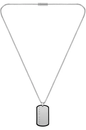 HUGO BOSS Gents ID Brushed Stainless Steel Dog Tag Necklace
