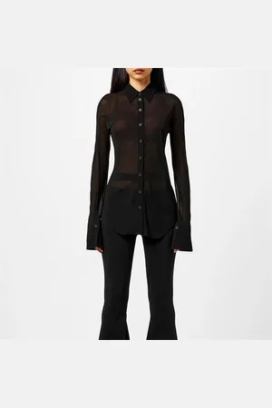 MUGLER Sheer Blouse With Exaggerated Cuffs