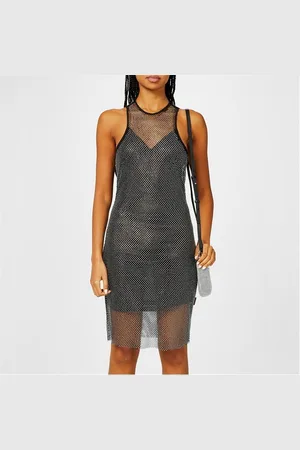 HUGO BOSS X Bella Poarch Silver Glitter Mesh Dress