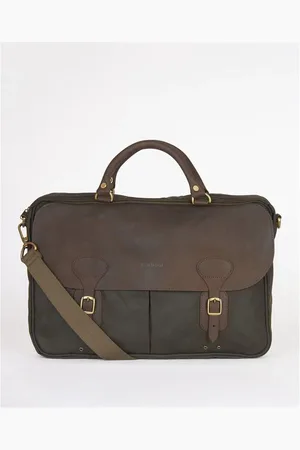 Barbour Waxed Cotton and Leather Briefcase