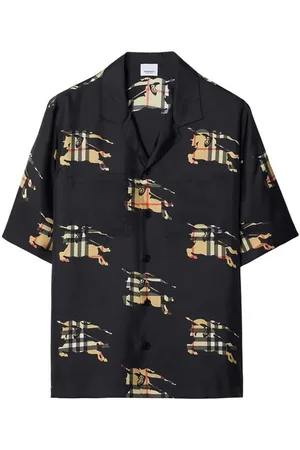 Burberry Equestrian Knight-Print Silk Shirt
