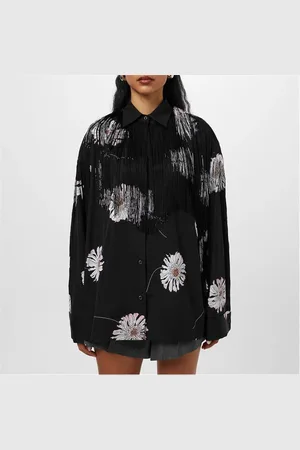 Prada Printed Poplin Shirt With Fringe Detail