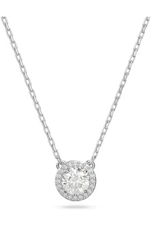 Swarovski Una Angelic pendant, Round cut, Pavé, White, Rhodium plated