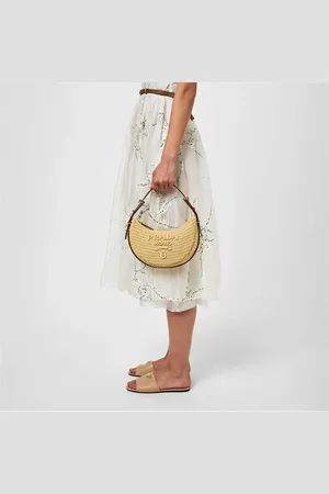 Prada Wicker And Leather Arqué Bag