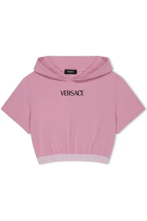VERSACE Cropped Logo Hoodie Junior Girls