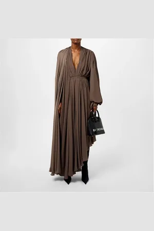Balenciaga V Neck Draped Maxi Dress