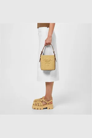 Prada Raffia Crochet Soft Bucket Bag