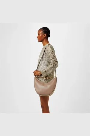 VALENTINO GARAVANI Vlogo Moon Medium Grainy Calfskin Hobo Bag With Chain