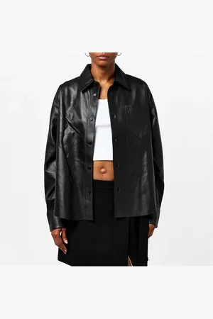 Ami Boxy Fit Leather Shirt