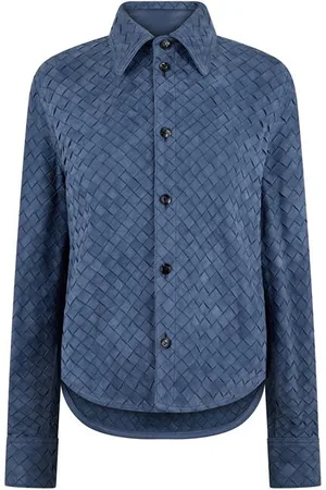 Bottega Veneta Suede Intrecciato Leather Shirt
