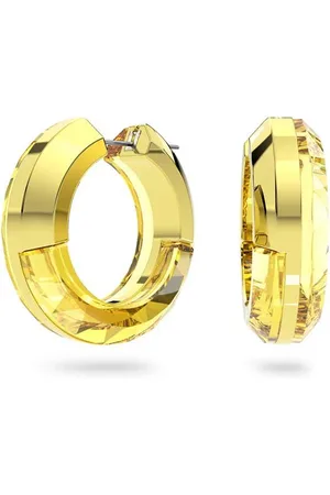 Swarovski Lucent hoop earrings, Statement, Round shape, Yellow