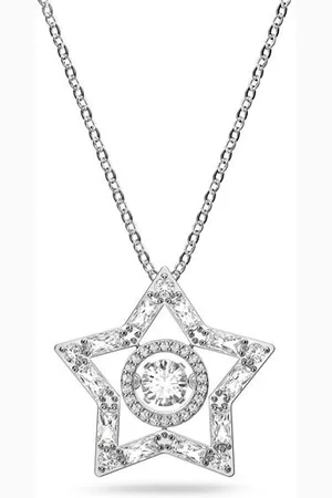 Swarovski Stella pendant, Mixed cuts, Star, Long, , Rhodium plated