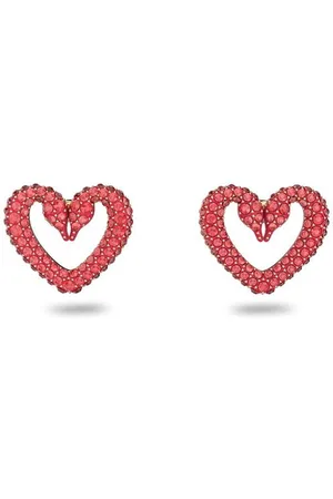 Swarovski Sublima stud earrings, Heart, Small, , Gold-tone plated