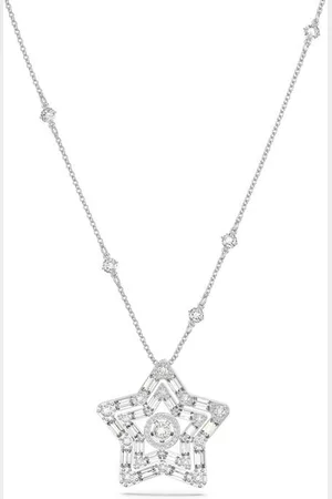 Swarovski Stella pendant, Mixed cuts, Star, White, Rhodium plated