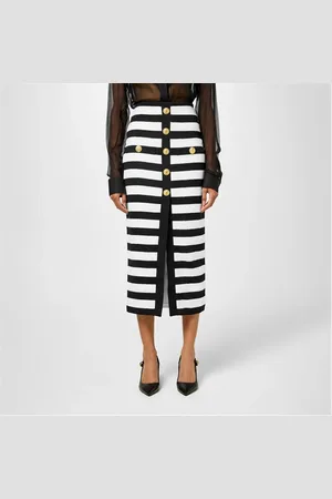 Balmain Striped Jersey Skirt