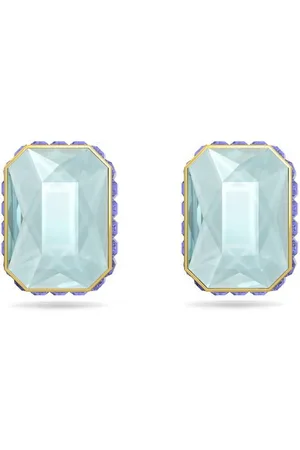 Swarovski Chroma stud earrings, Octagon cut, Multicolored, Gold-tone plated