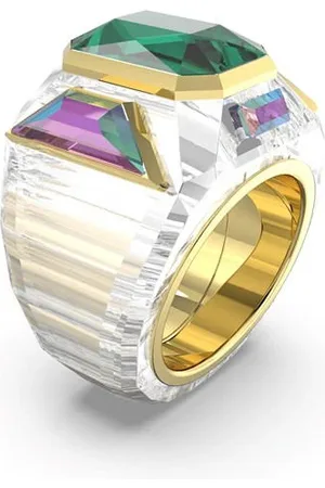 Swarovski Chroma cocktail ring, Green, Gold-tone plated