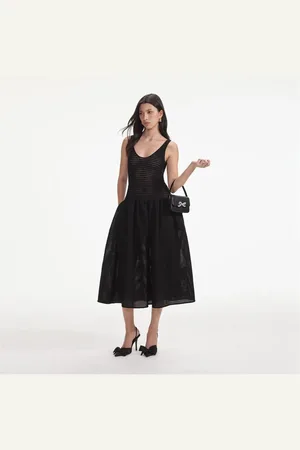 Self-Portrait Crochet Knit Midi Dress