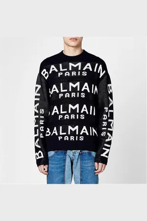 Balmain Logo Intarsia Knitted Jumper