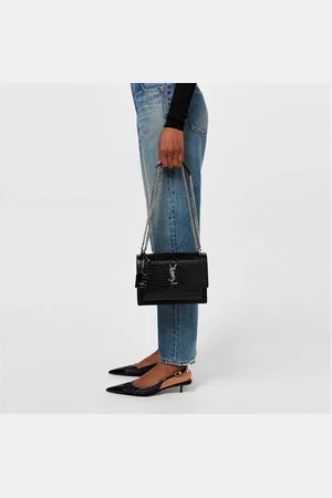 Saint Laurent Sunset Crocodile-Effect Shoulder Bag