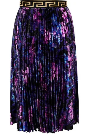 VERSACE Pleated Orchid Satin Skirt Junior Girls