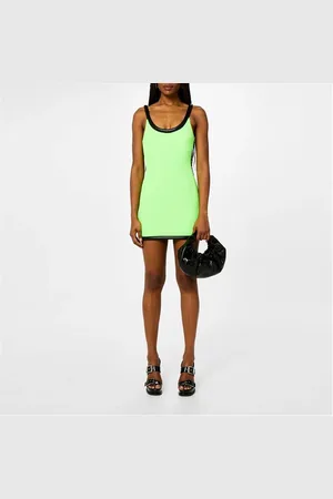 DAVID KOMA Leather Tube Trim Contrast Front Mini Dress