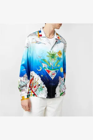 Casablanca Sky Printed Silk Twill Shirt
